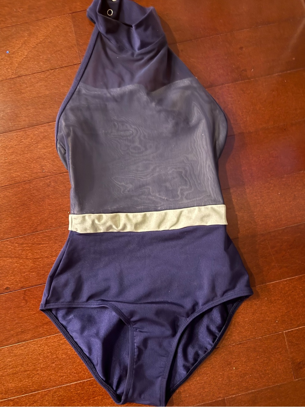 Mariia Crown high-neck mesh halter dance leotard
